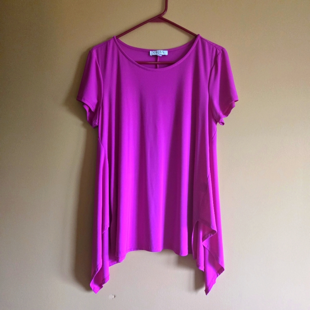 Chaus Asymmetrical Hot Pink Top